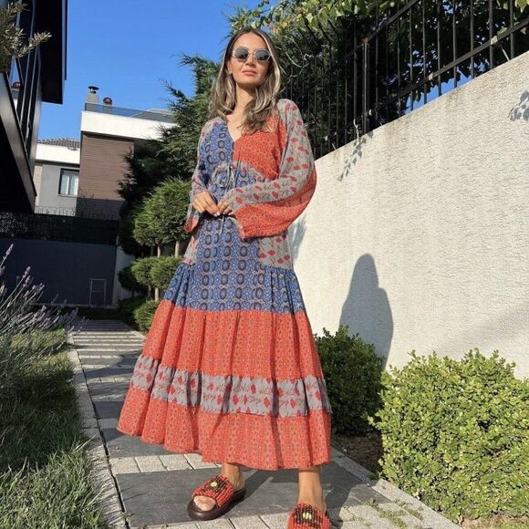 Zara Printed Patchwork Dress New - Picture 10 of 10